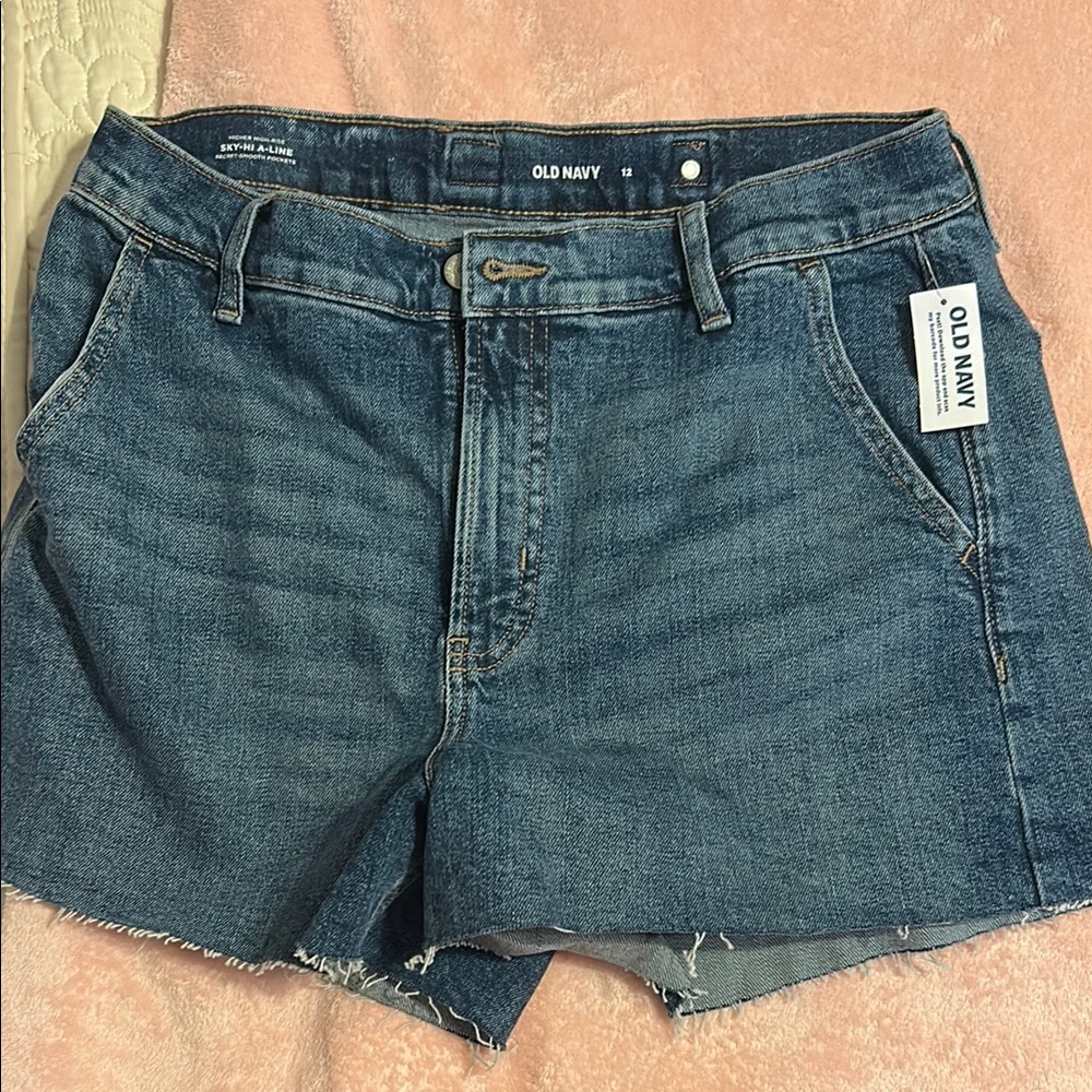 Old Navy Higher High-Rise Sky-Hi A-Line Denim Shorts